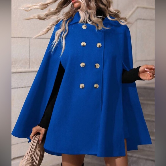 Luxe button up double breasted cape coat - Picture 12 of 12